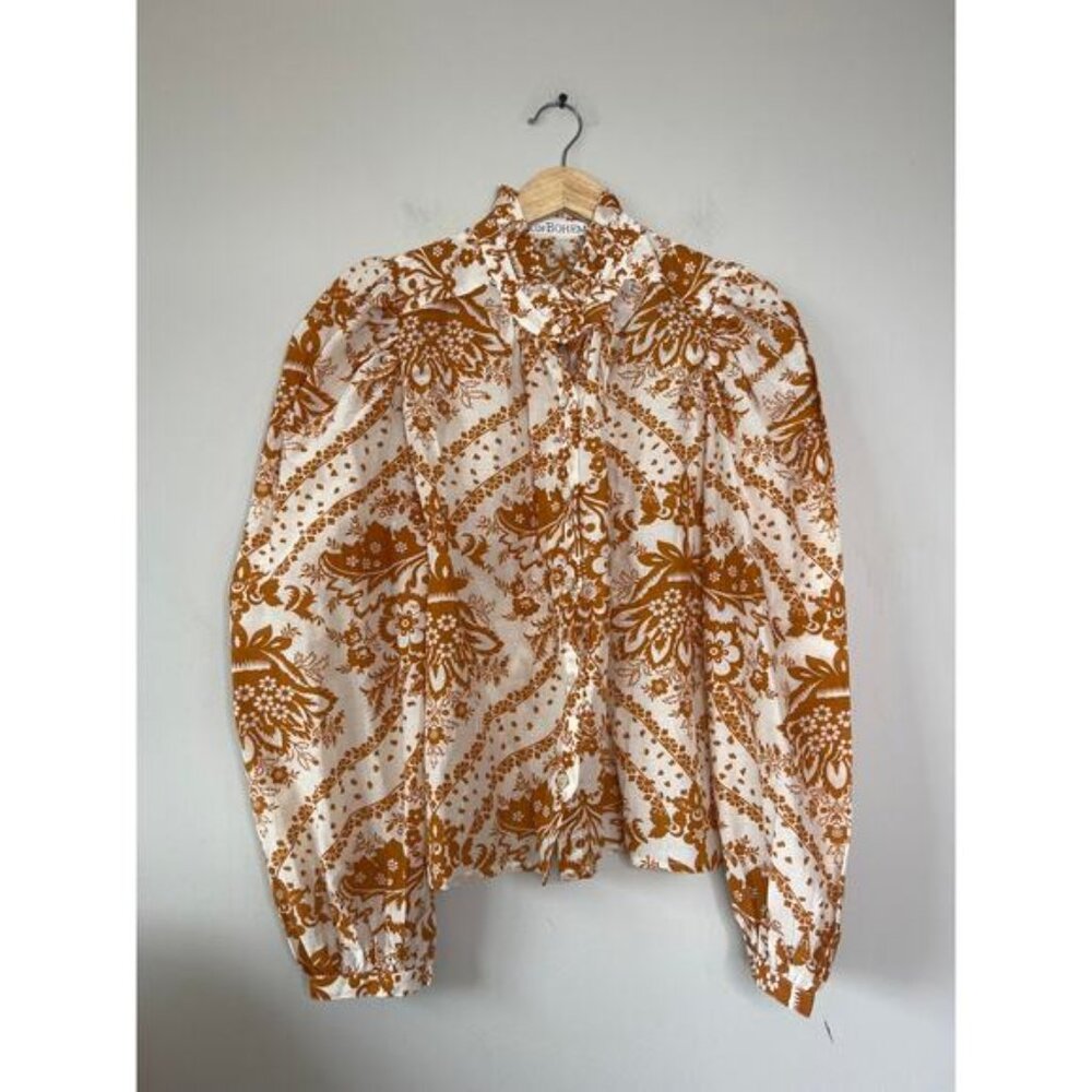 NEW Alix of Bohemia Winnie Sunglow Shirt Puffed-Sleeve Lightweight Top